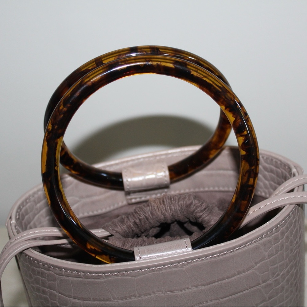Elizabeth and James Taupe Ring Handle Croco Crossbody Bag - Picture 6 of 14